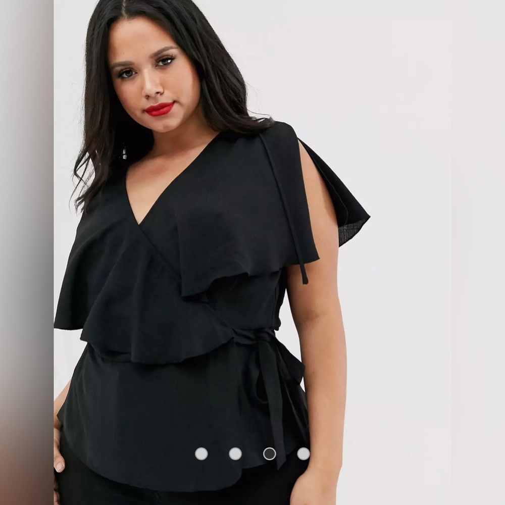 ASOS DESIGN Curve wrap top with cape detail